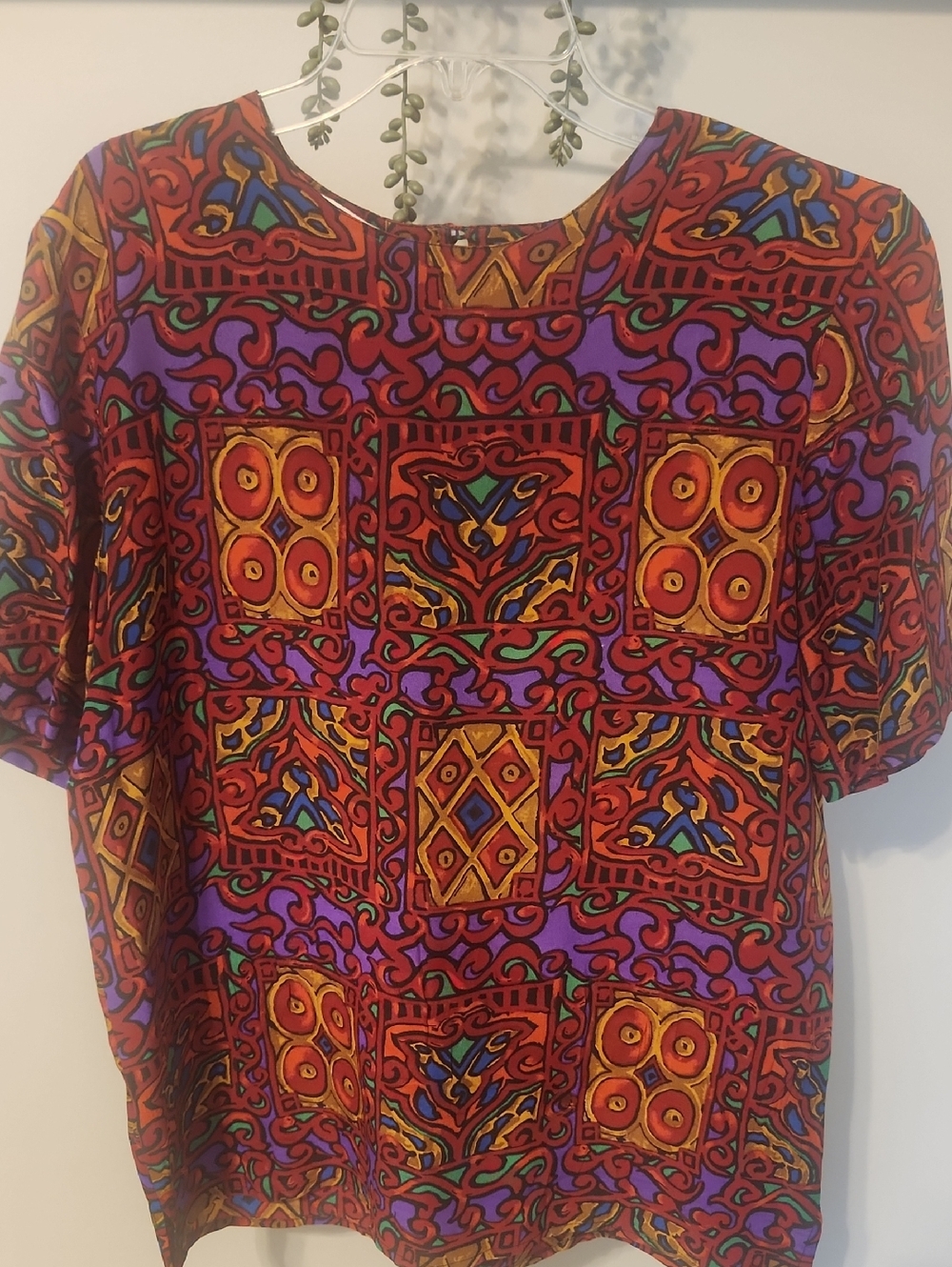 Vintage 100% Silk Christie & Jill Pattern Top, Womens, Small